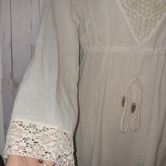 Boston Proper • 100% Cotton Boho Long Duster Length Maxi Beach Crochet Dress 12 - Picture 4 of 8